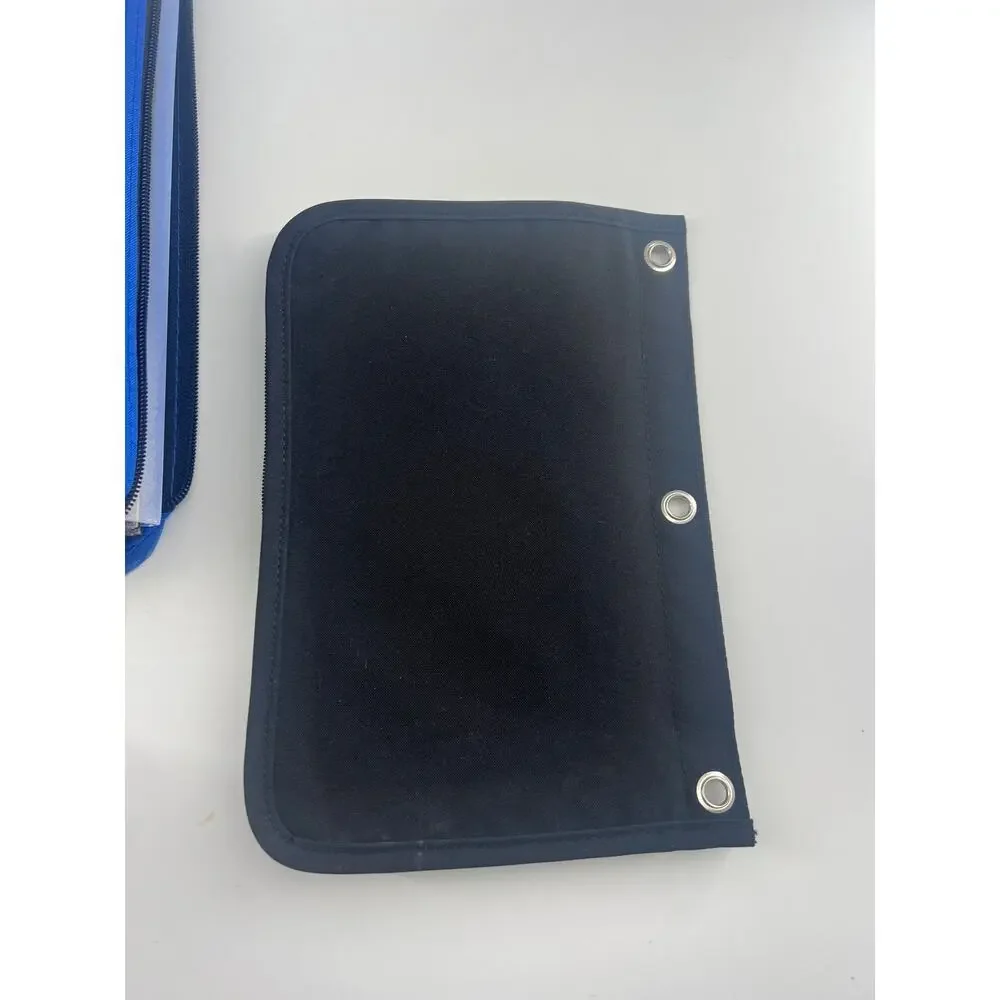 Five Star Folder Pencil Holder School Blue Black College Zipper Binder Durable